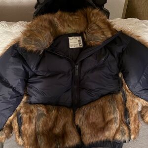 Nike x Sacai Women’s Down Parka Puffer Dark Obsidian CT3267-475 Size XS